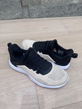 APL Two-Tone Knit Sneakers in Black and Cream
